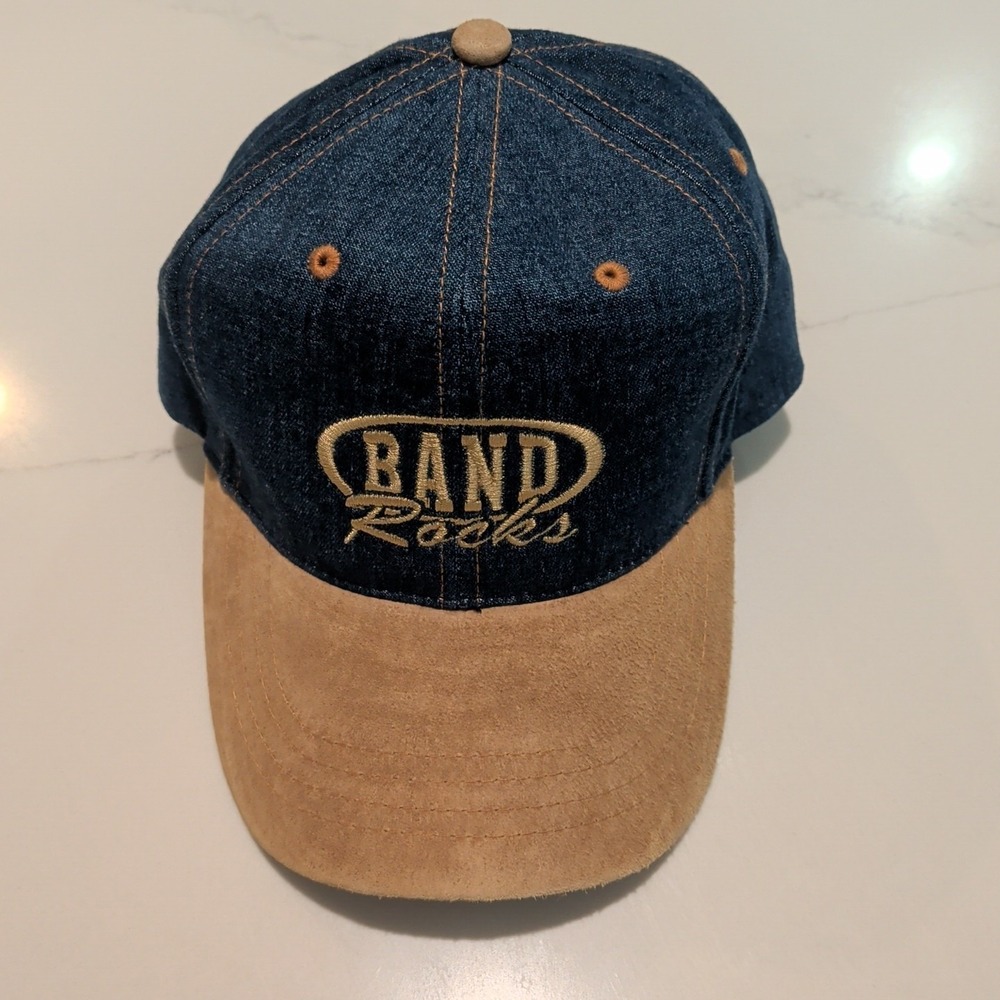 Band Rocks Denim/Suede Baseball Cap Adjustable Hat